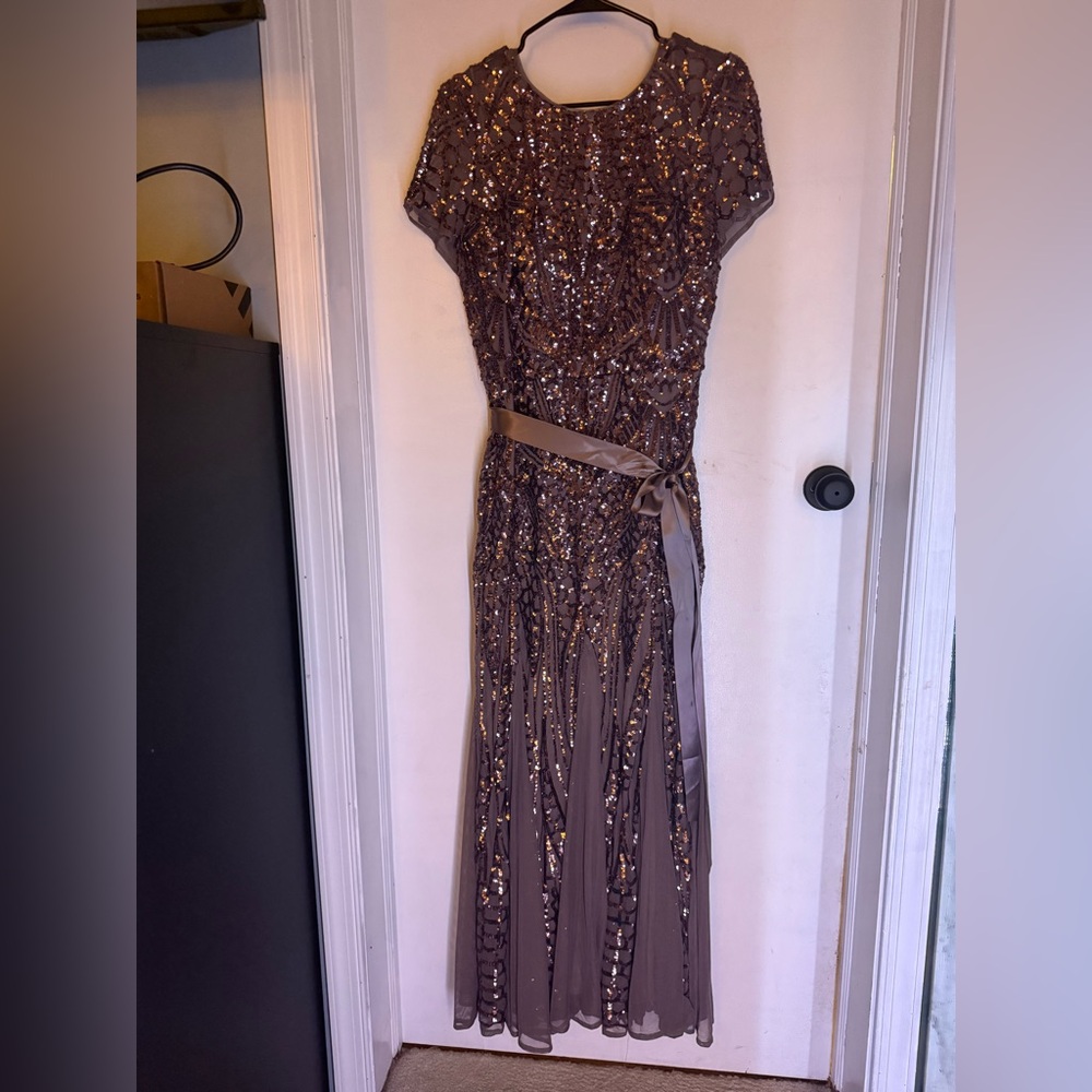 R&M Richards Sequin Embellished Maxi Dress